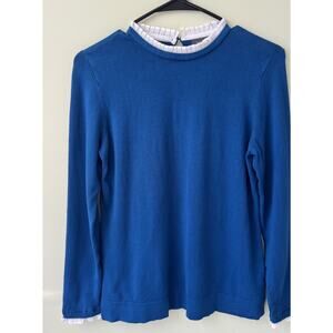 The Limited Womens Chiffon Trim Lightweight Sweater Size S Blue Preppy Coquette